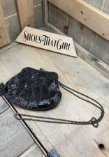 Vintage Cache sequin beaded gunmetal gray crossbody purse bag