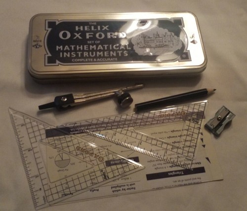Helix Oxford Set Of Mathematical Instruments Complete/Collectible Tin Container - 第 1/12 張圖片