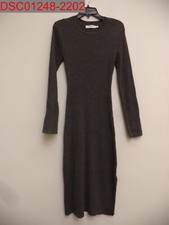 NWOT - All in Favor Women's Charcoal Grey Ribbed Long Sleeve Midi Dress, Size XL