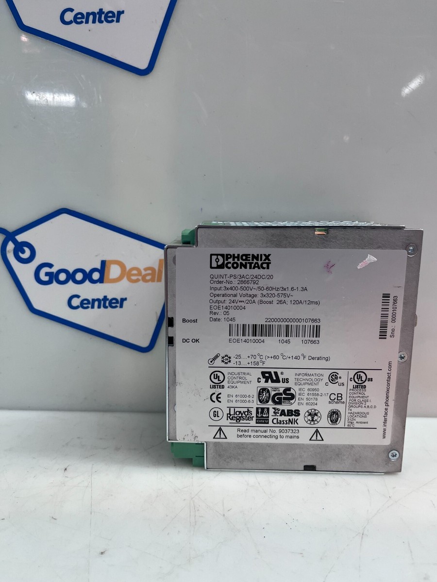 PHOENIX CONTACT QUINT- PS /3AC/24DC/20 Power Supply Unit 2866792