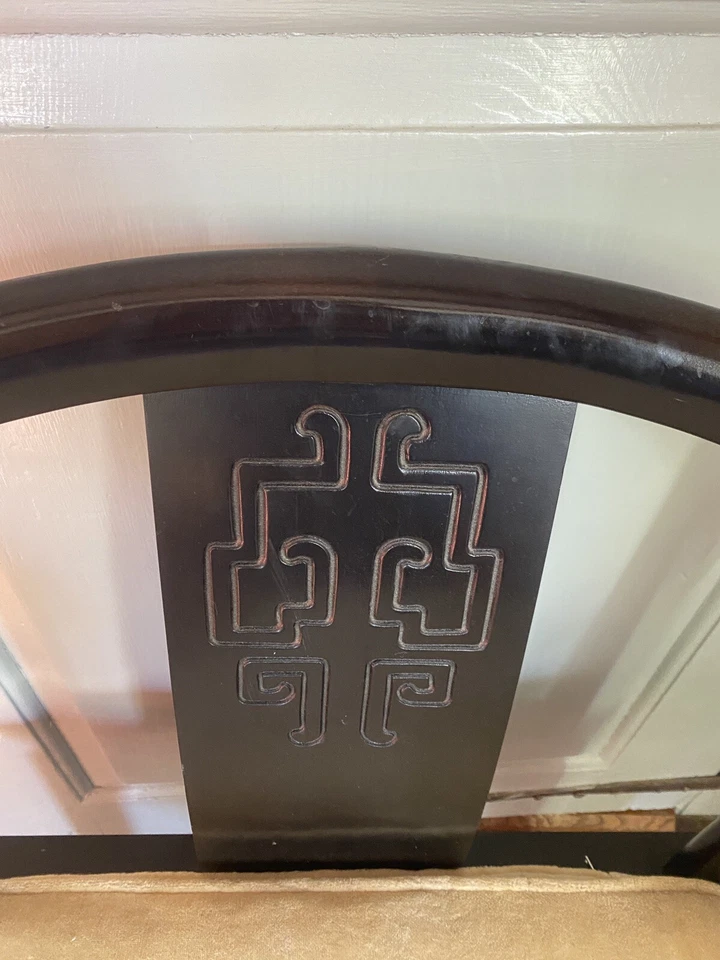 Silla herradura estilo James Mont laca negra por siglo muebles asiáticos MCM Foto 3 de 4