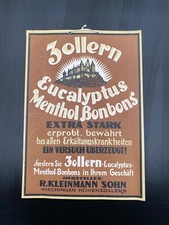 altes Werbe-Pappschild - Zollern Eucalyptus Menthol Bonbons - Hechingen