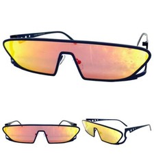 Futuristic Space Robot Modern Shield Party Raver DJ SUN GLASSES Sleek Blue Frame