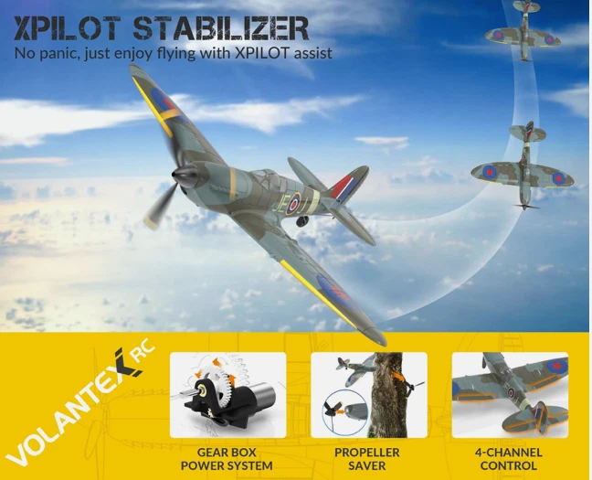 ✈️ RC Flugzeug Spitfire Style 2.4GHz 4-Kanal Stabilisierungssystem 🎮 Kunstflug - Bild 2 von 4