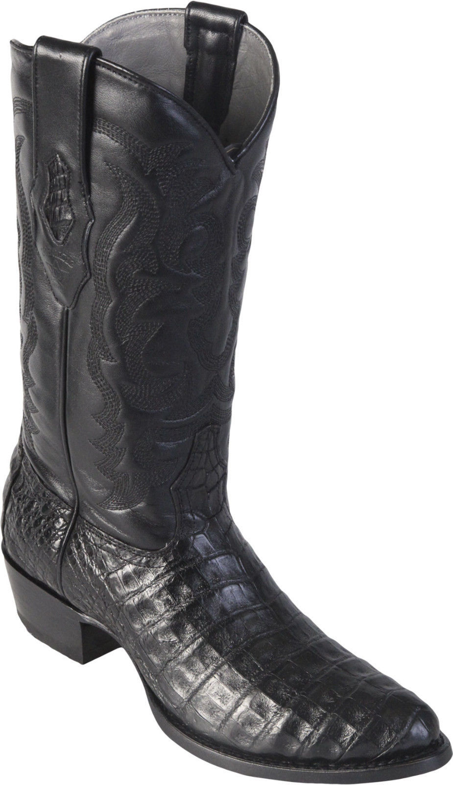 LOS ALTOS BLACK CAIMAN CROCODILE BELLY ROUND TOE WESTERN BOOT EE WIDTH 658205