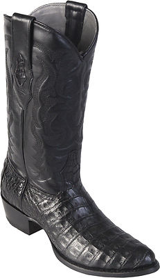 LOS ALTOS BLACK CAIMAN CROCODILE BELLY ROUND TOE WESTERN BOOT EE WIDTH 658205