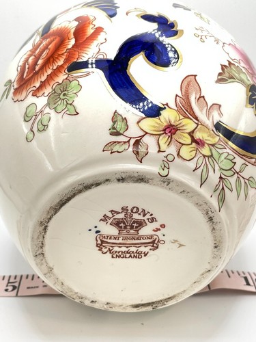Vintage MASONS Blue Mandalay England Ironstone Asian Floral Ginger Jar/Vase - Picture 7 of 14