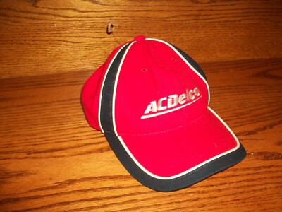 AC Delco Hat Adult Adjustable Red Embroidered Logo 100% Cotton Baseball Cap-NEW