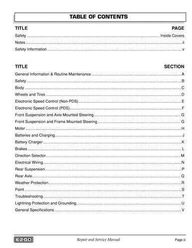 OEM EZGO TXT 2001-2009 36V TECHNICIANS WORKSHOP REPAIR MANUAL (228 PAGES) - Picture 2 of 6