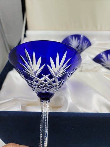 Faberge Crystal Cobalt Martini Glasses Set of 4 - Picture 2 of 8