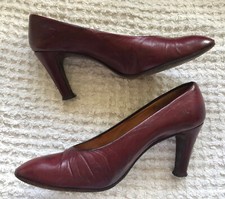 Vintage EVAN PICONE Cordovan Burgundy Red Leather Pumps 80's 5 1/2 M