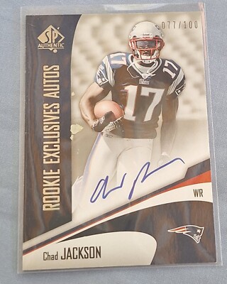 2006 SP Authentic Rookie Autograph Chad Jackson Auto 077/100 Patriots Football