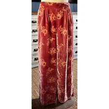 NWT New $148 Anthropologie Hutch Burnout Velvet Rose Floral Pants M