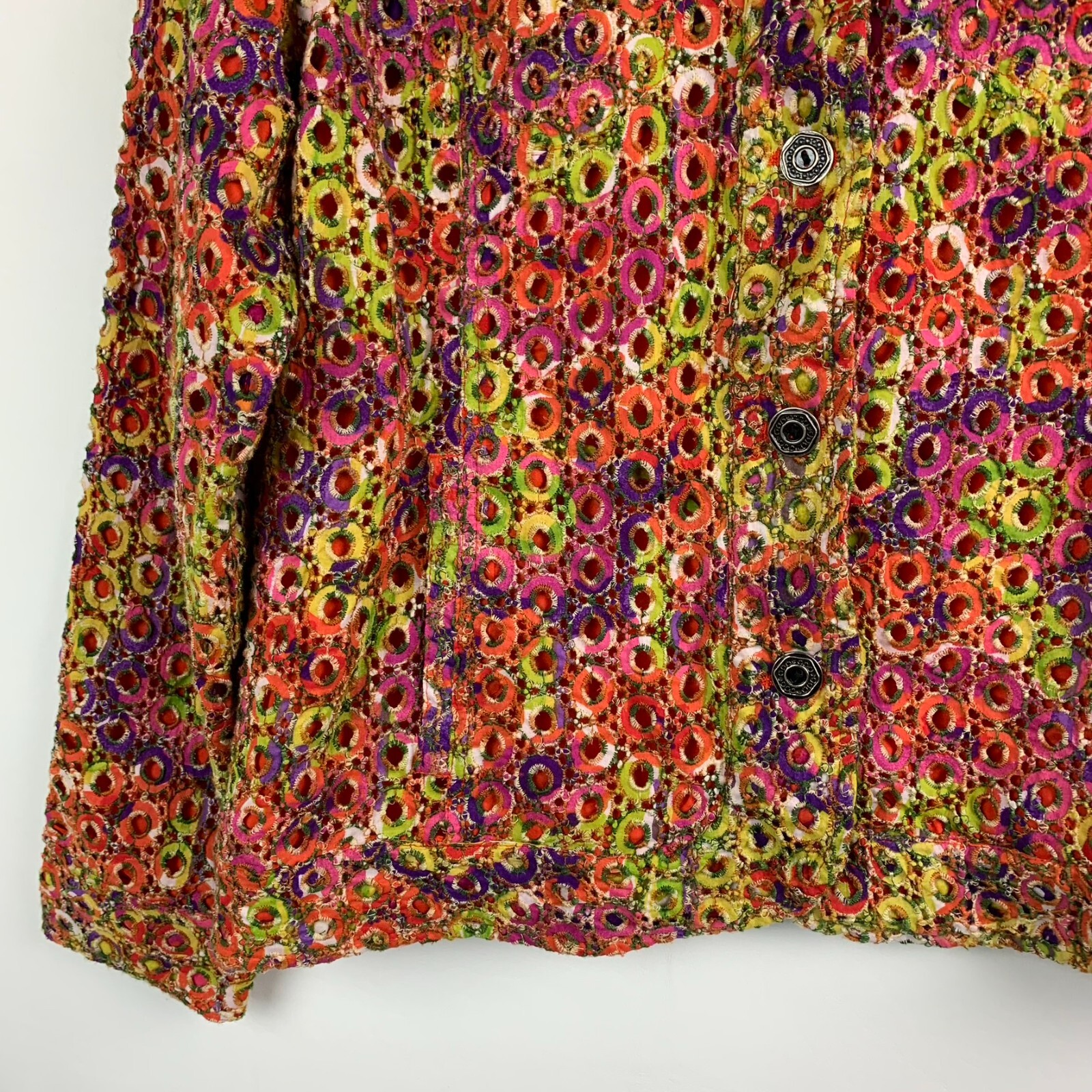 Chico's Jacket Orange Multi Collared Buttons Long… - image 6