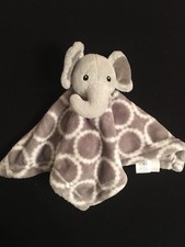 Baby Vision Gray Elephant Circles Baby Security Blanket Lovey Lovie RARE