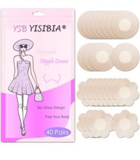 YISIBIA 40 Pairs Nipple Covers For Women Disposable Invisible Natural Satin...