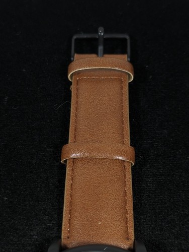 Izod Mens Black Dial Round Case Brown Faux Leather Band Watch 8 Inch - Picture 2 of 8