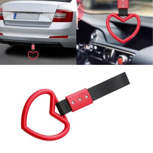 1PC Red Ring Heart Car Train Bus Handle Hand Strap Rear Bumper Car Accessories - Picture 4 of 11