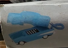 Vintage Telemania '57 Chevy Landline Telephone Untested - Turquoise Blue