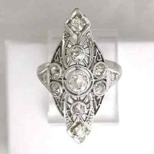 2.85Ct Art Deco Style Lab Created Diamond 14K White Gold Finish Filigree Ring