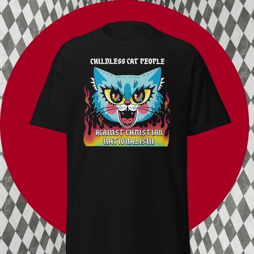 Childless Cat People Against Christian Fascism T Shirt / Black - Picture 2 of 7