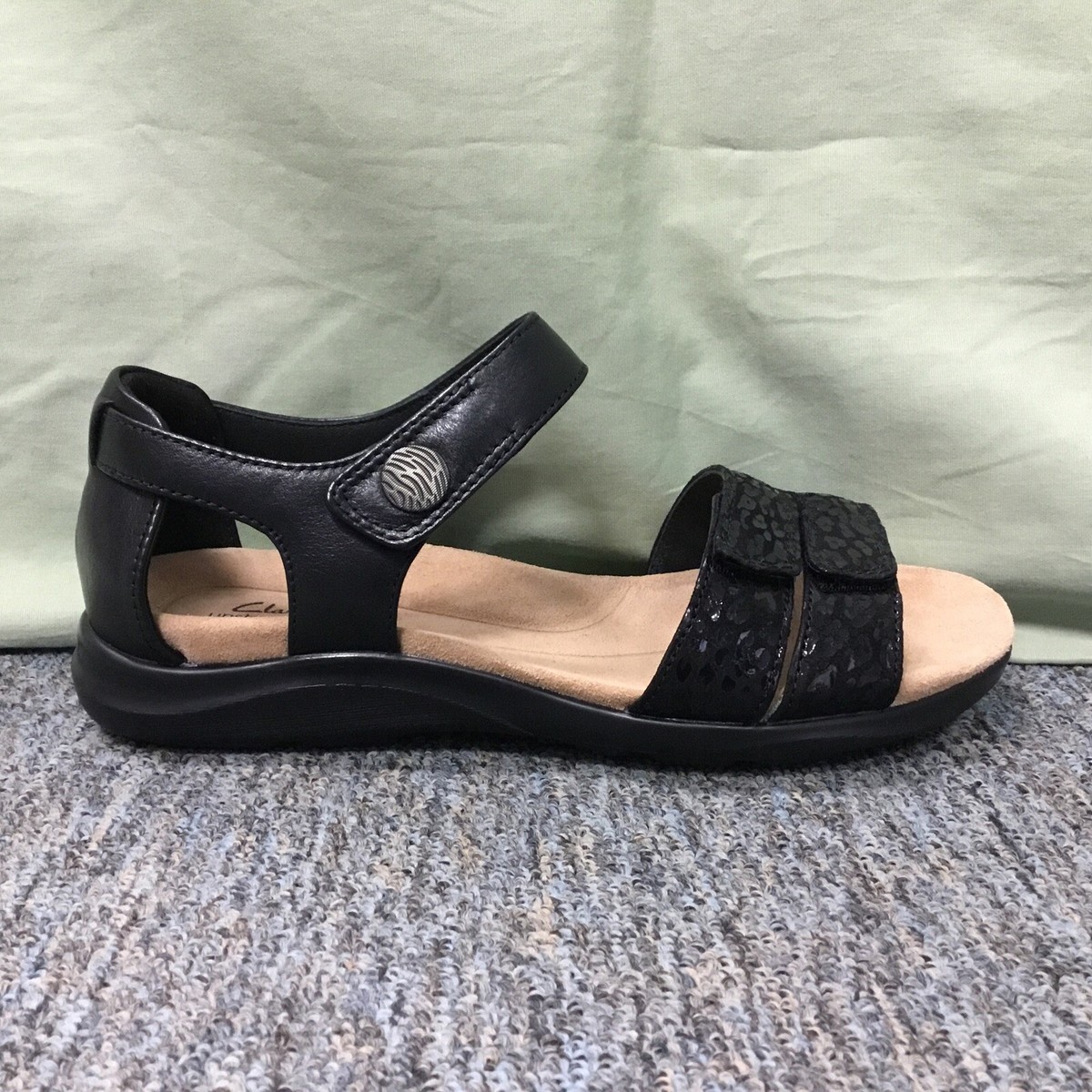 Clarks Collection Women's Merliah2 Cove Wedge Sandals In Black Leather