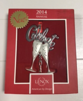 NIB Lenox Ornament Annual 2014 Celebrate Toasting Champagne Flutes