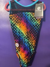 NWT Spektrum GYMNASTICS dance LEOTARD Child Large RAINBOW MESH