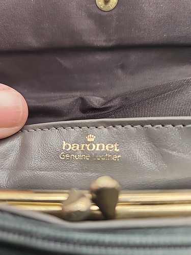 Vtg 1960s Baronet Leather Gray Kiss Lock Clutch Change Purse Wallet Checkbook - Picture 7 of 9