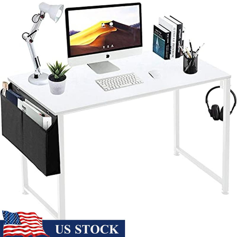 Modern Computer Desk Study Table W/ Storage Bag Headphone Hook Easy Assembly New-image