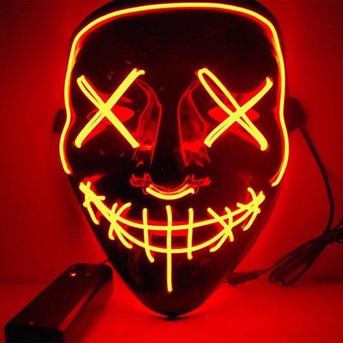 Halloween Clubbing Light Up "Stitches" LED Mask Costume Rave Cosplay EDC Party - Picture 18 of 36