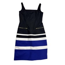 Lauren Ralph Lauren Dress Womens 4 Black Blue Colorblock Sheath Zip Pockets