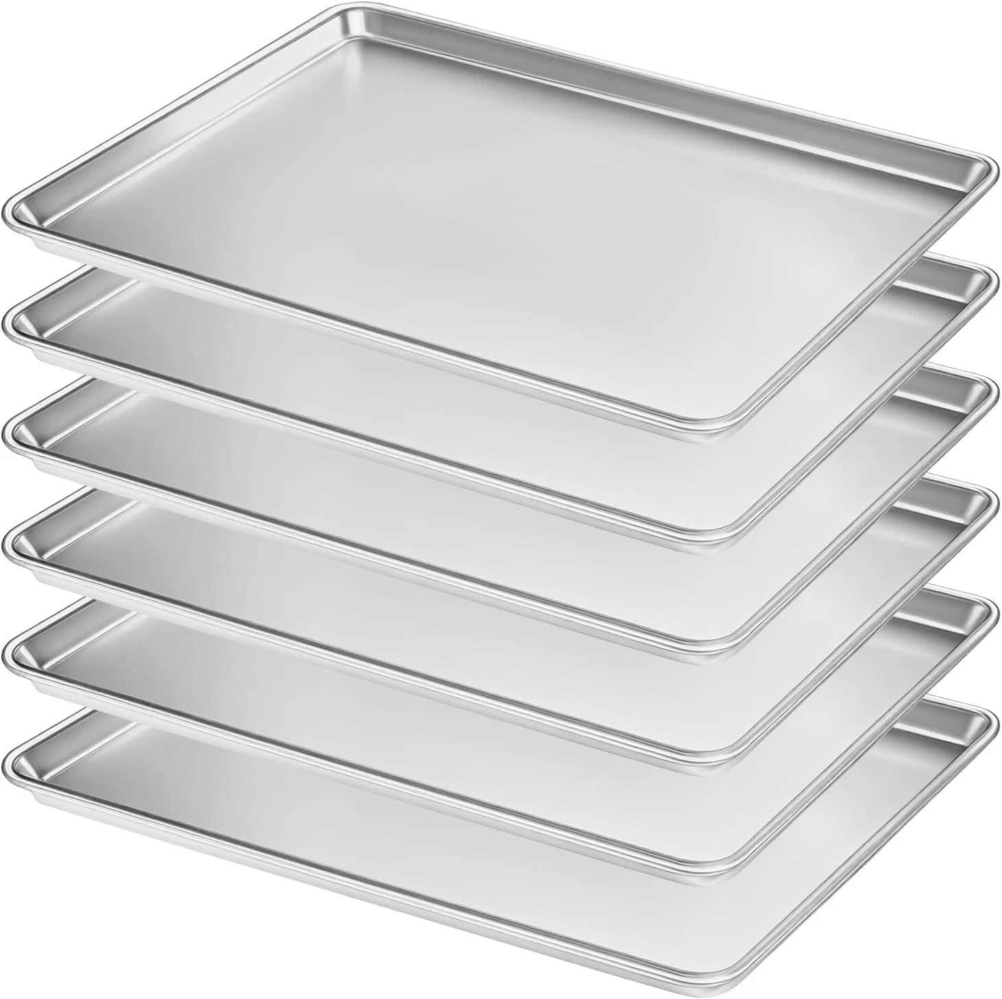 Bastwe 6-Pack Baking Sheet Pan 26x18 Full Size Commercial Aluminum Cookie Tray