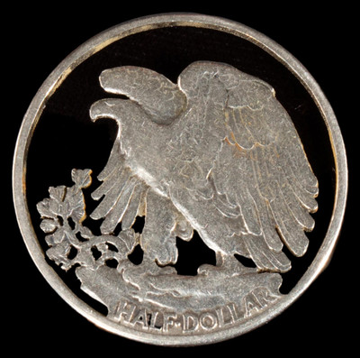 Walking Liberty Half Dollar Cut Out Coin EAGLE and Letters