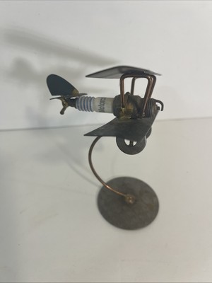 Handcrafted Spark Plug Plane By Rock Creek Metal Idaho Pilot Aviation Desk Decor