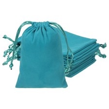 Velvet Bags with Drawstrings 4 x 5 Inch - 10 Pack, Blue 