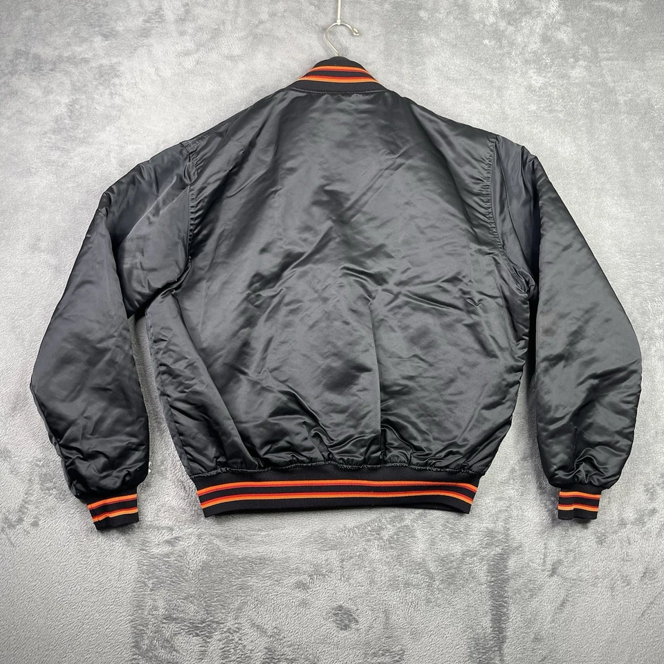 Vintage Miami Heat Jacket Mens XL STARTER Satin Bomber Snap Black Orange NBA USA - Image 2 of 4