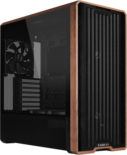Lian Li LANCOOL 217 Genuine Walnut Wood Computer Case, Mid-Tower ATX PC Black
