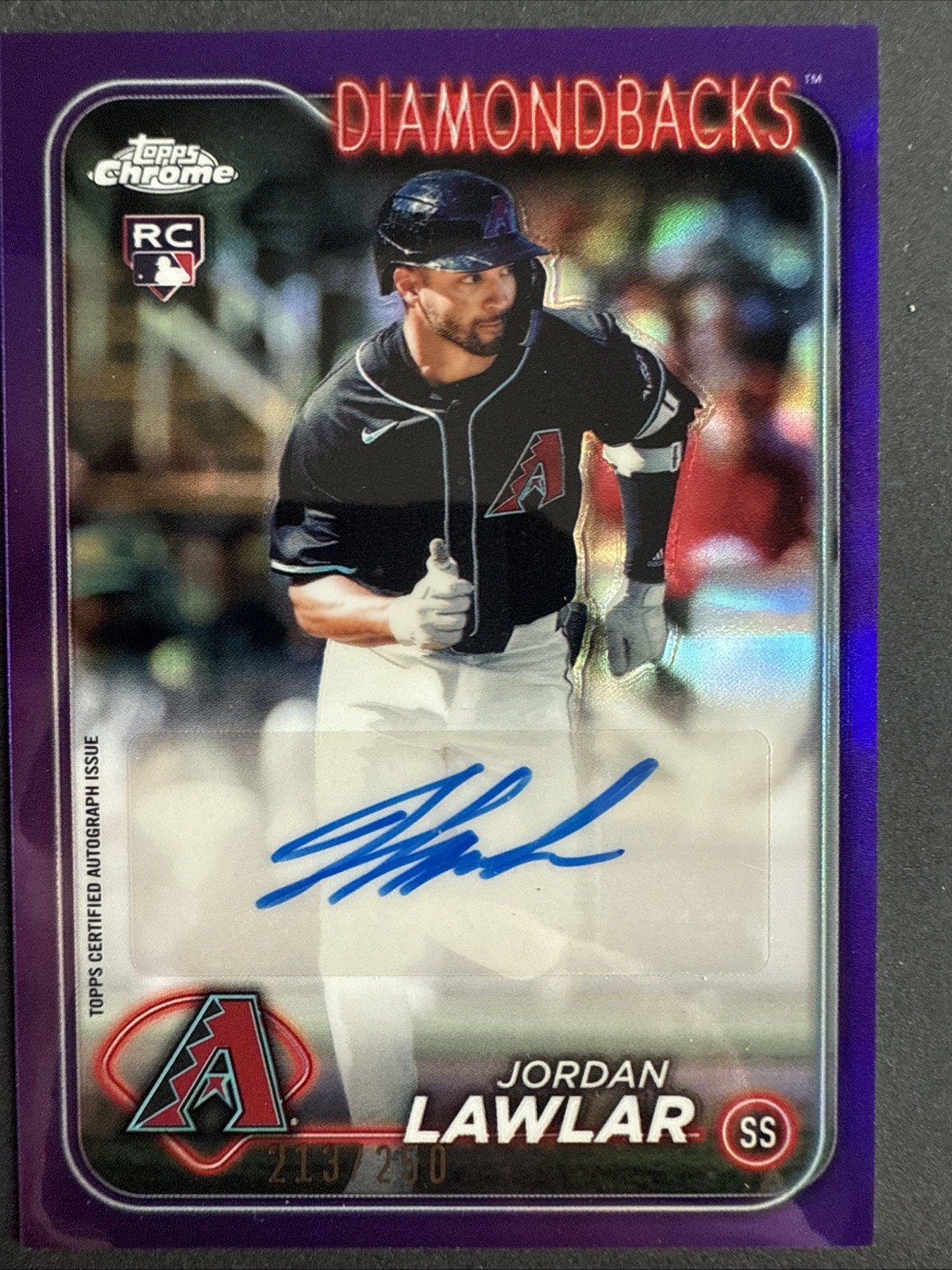 2024 Topps Chrome - Auto Jordan Lawlar #RA-JLA Purple Refractor /250 (AU, RC)