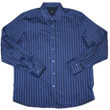 BOSS Hugo Boss Blue Striped Reg Fit Button Down Shirt Mens XL