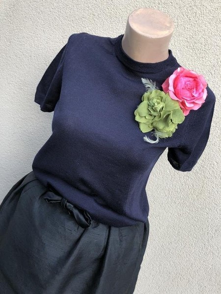 Women Bally Sweater Navy Wool 38 / M / 46