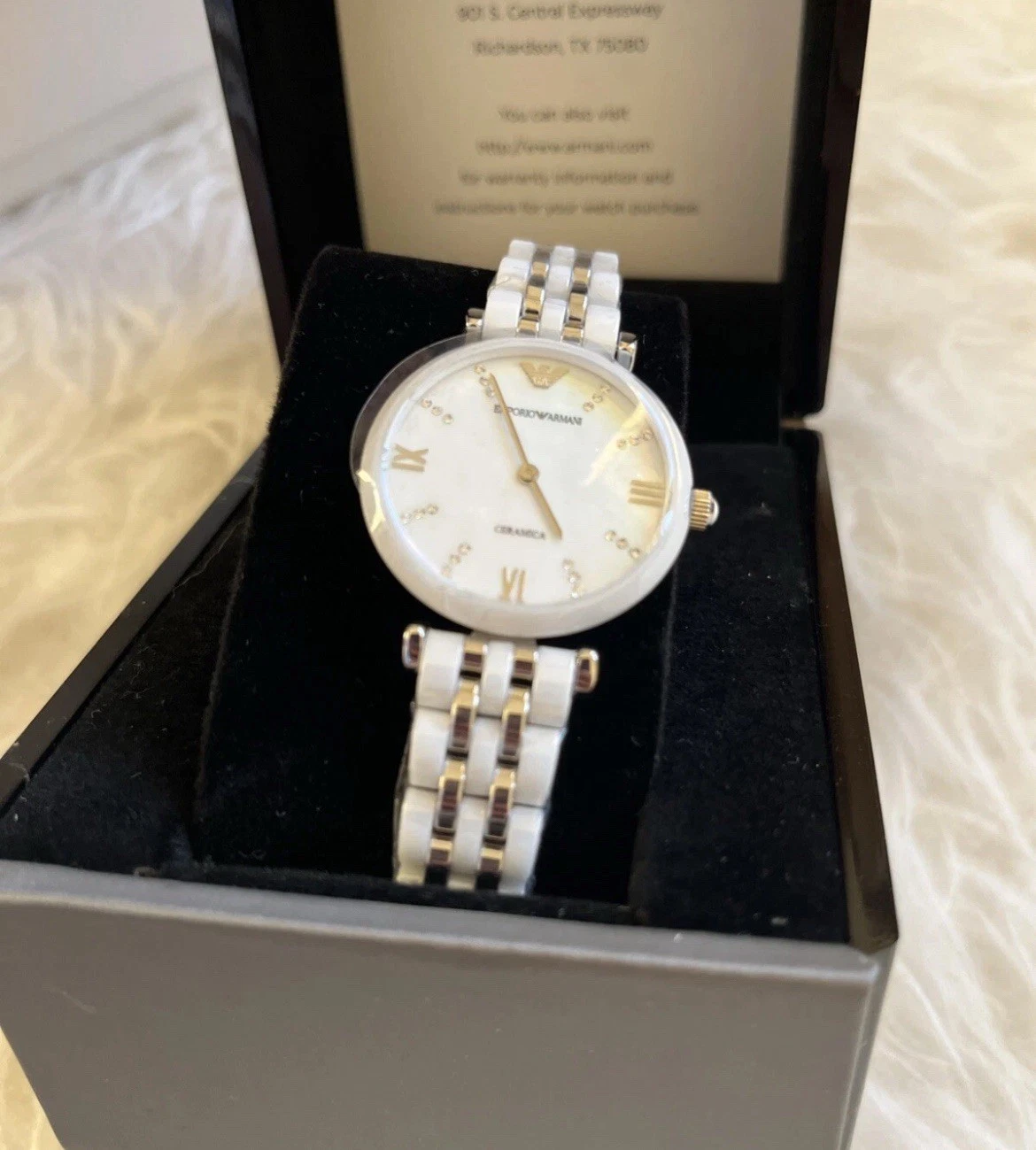 Emporio Armani AR1488 White Ceramic Watch New With Armani Box And Warranty Book