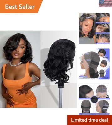 Trendy 12-Inch Body Wave Bob Wig - 180% Density Human Hair for Effortless Style