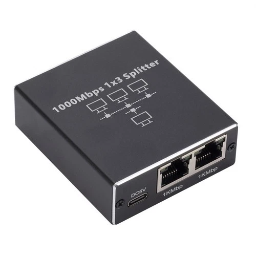 1000Mbps 1 to 3 Gigabit Ethernet Adapter RJ45 Splitter Lan Connector4311