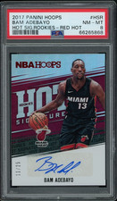 2017-18 Panini NBA Hoops RED HOT /25 RC Signatures Bam Adebayo #HSR BA PSA 8 sp