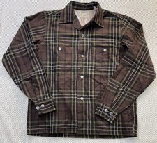 Vintage 50s 60s Pilgrim Sears Wool Plaid Flannel Shirt Loop Collar USA Small