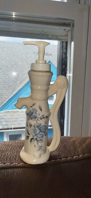 Porcelain Soap Dispenser In The Shape of An Antique Water Bottle with Pump
