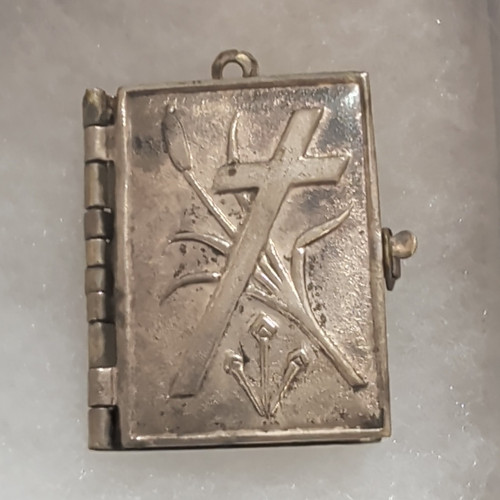 Antique Miniature Book Locket Jesus Cross