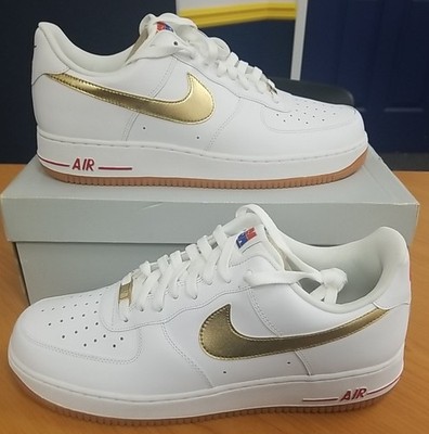 Nike Air Force 1. USA Classic White/Metallica Gold Sport Red Size 13
