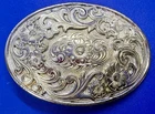 Western Flower Swirl Design Silver Tone Floral Theme Vintage Oval Belt Buckle